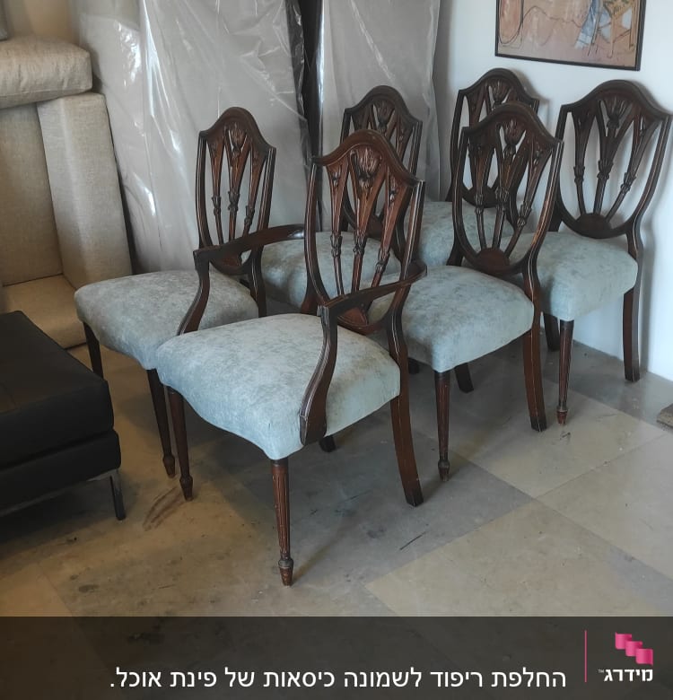 כיסאות מרופדים עם ריפוד בד אפור